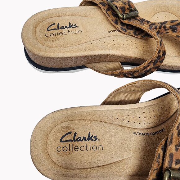 Clarks Collection Size 7 Womens Leopard Print Sandals Adjustable Buckle Strap - Picture 4 of 12